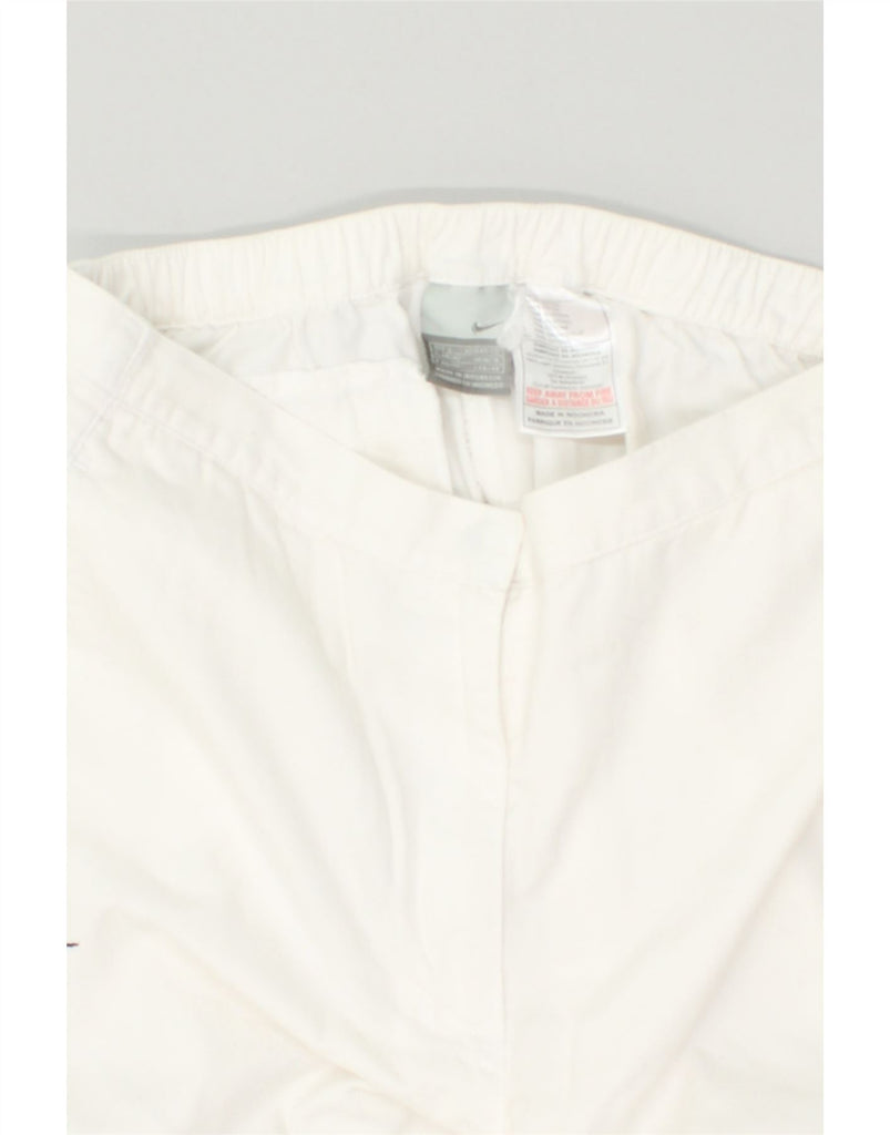 NIKE Womens Straight Capri Trousers UK 14 Large W30 l21 White Cotton | Vintage Nike | Thrift | Second-Hand Nike | Used Clothing | Messina Hembry 