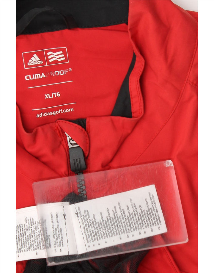 Adidas Mens Clima Proof Rain Jacket UK 42 XL Red Colourblock Polyester