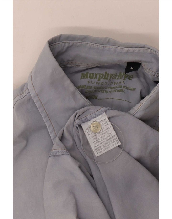 Murphy & Nye Mens Graphic Short Sleeve Shirt Large Blue Cotton