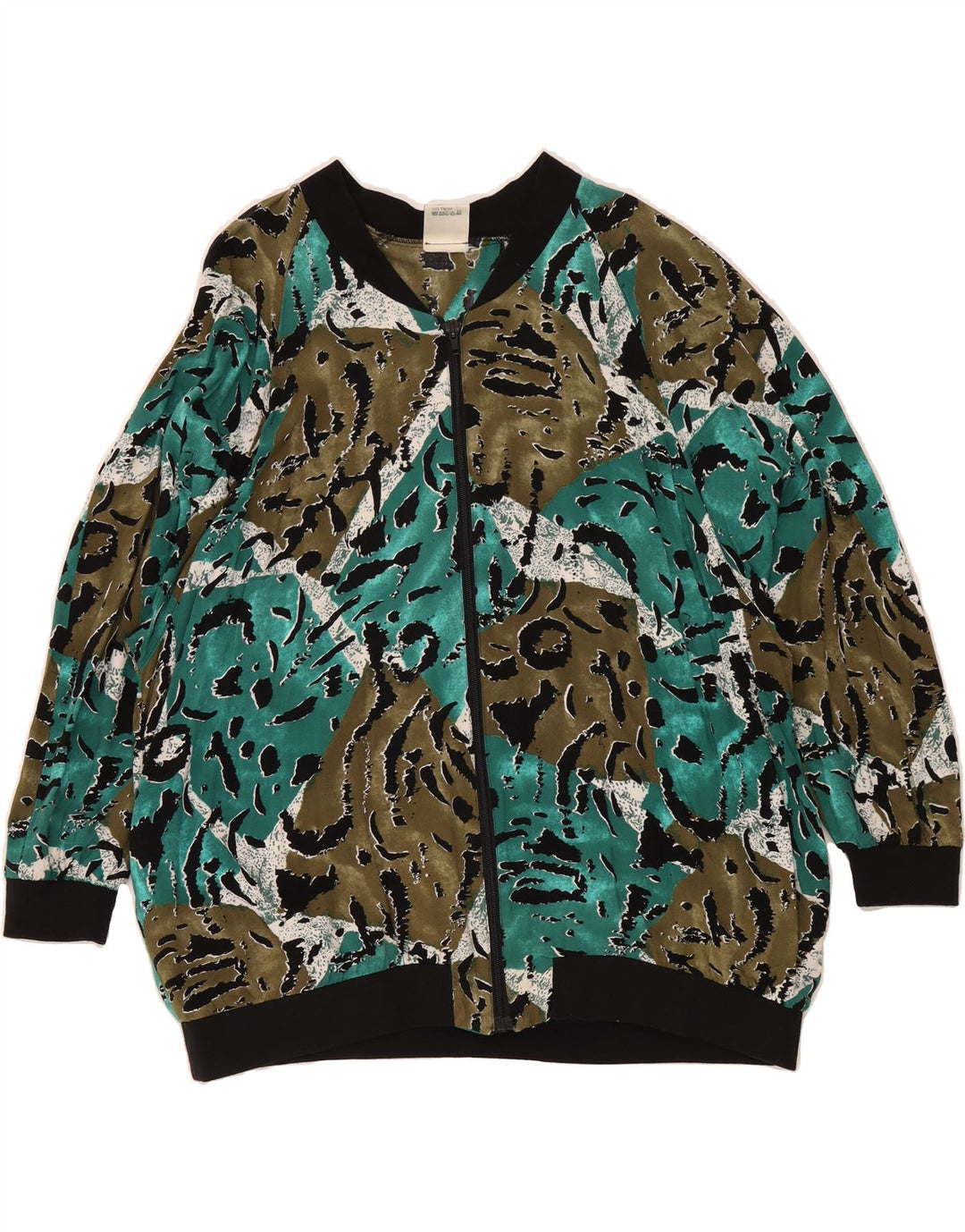 KOHLHAAS Womens Bomber Jacket EU 48 2XL Green Colourblock Viscose Vintage Kohlhaas and Second-Hand Kohlhaas from Messina Hembry 