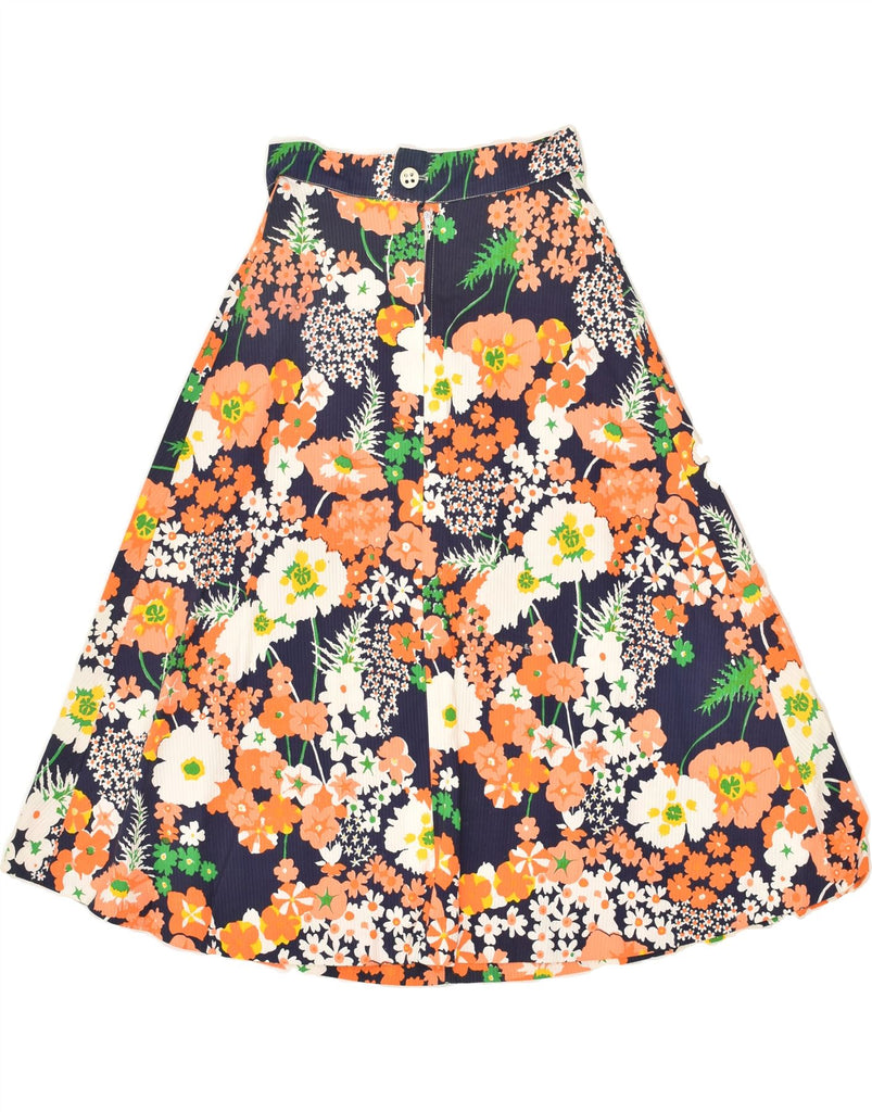 VINTAGE Womens A-Line Skirt IT 36 XS W24 Orange Floral Cotton | Vintage Vintage | Thrift | Second-Hand Vintage | Used Clothing | Messina Hembry 