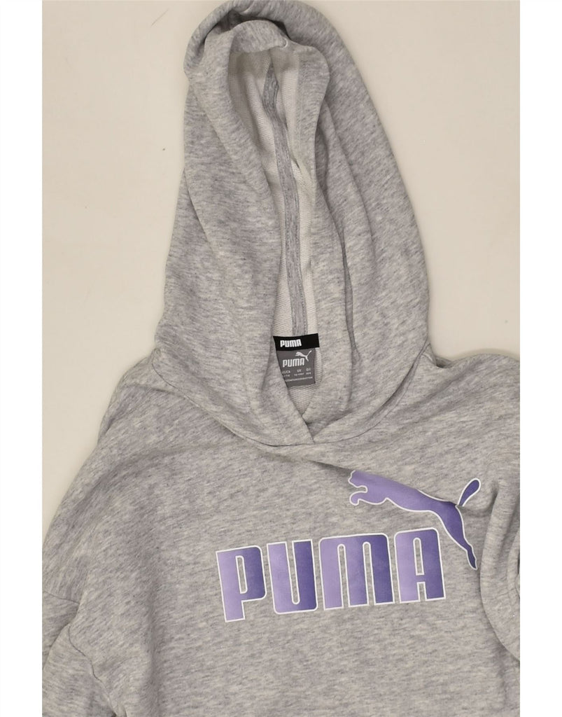 PUMA Girls Graphic Hoodie Jumper 13-14 Years Green Cotton | Vintage Puma | Thrift | Second-Hand Puma | Used Clothing | Messina Hembry 