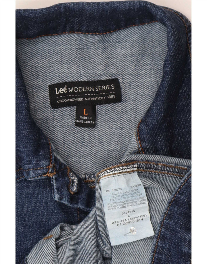 Lee Womens Denim Jacket UK 14 Large Blue Cotton