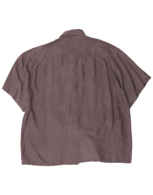 New Fast Mens Short Sleeve Shirt Size 45/46 2XL Grey Silk