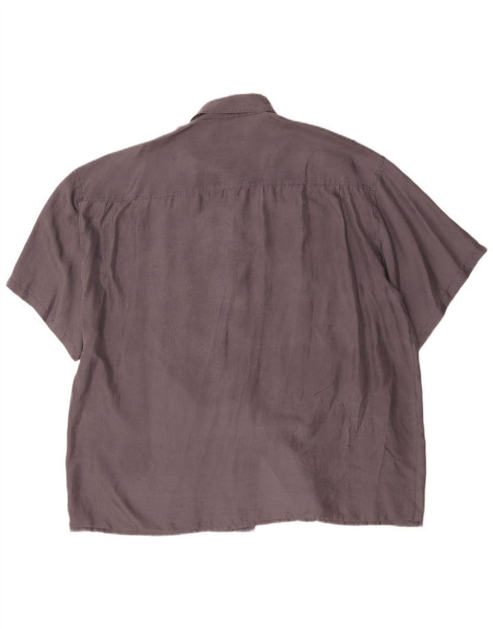 New Fast Mens Short Sleeve Shirt Size 45/46 2XL Grey Silk