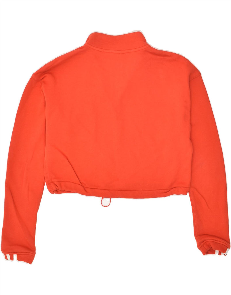 ADIDAS Womens Crop Zip Neck Sweatshirt Jumper UK 10 Small Red Cotton | Vintage Adidas | Thrift | Second-Hand Adidas | Used Clothing | Messina Hembry 