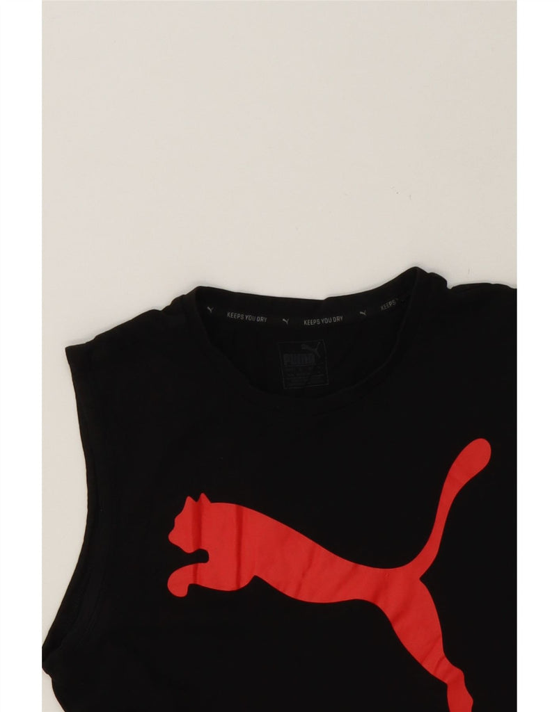 PUMA Womens Graphic Vest Top UK 14 Medium Black Vintage Puma and Second-Hand Puma from Messina Hembry 