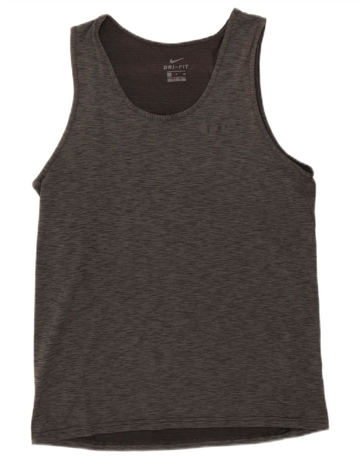 NIKE Mens Dri Fit Vest Top Small Khaki Flecked Polyester