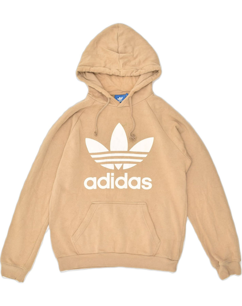 ADIDAS Mens Graphic Hoodie Jumper Small Beige Cotton | Vintage Adidas | Thrift | Second-Hand Adidas | Used Clothing | Messina Hembry 