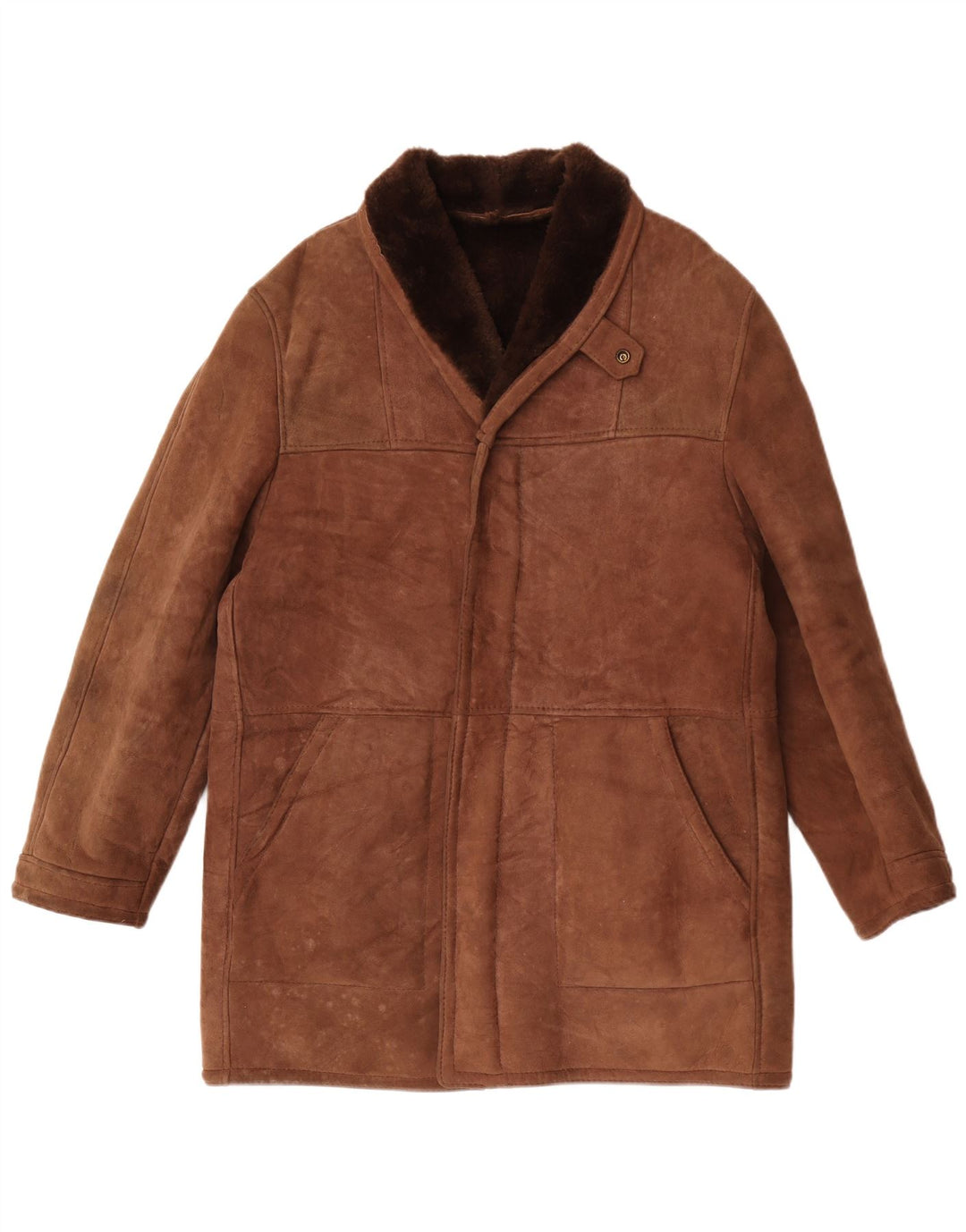 Vintage Mens Shearling Overcoat UK 40 Large Brown