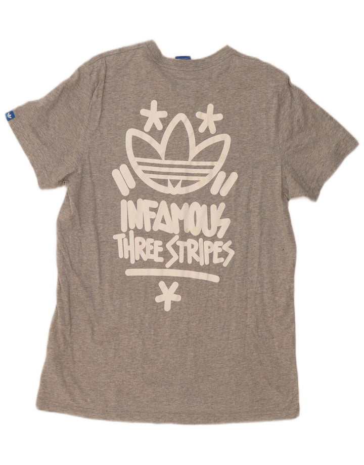 ADIDAS Mens Graphic T-Shirt Top Large Grey Cotton