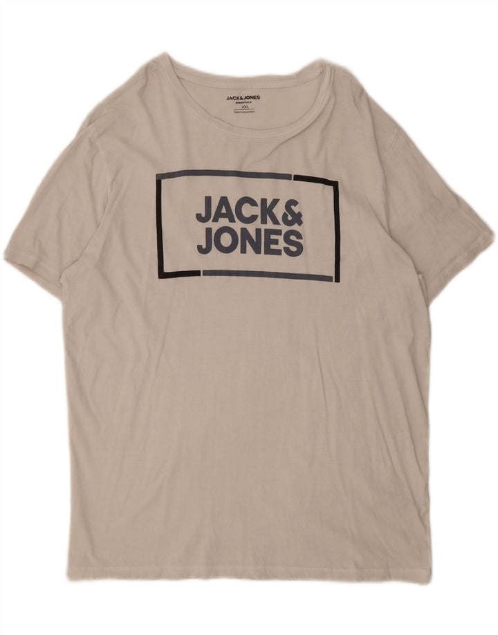 JACK & JONES Mens Graphic T-Shirt Top 2XL White Cotton Vintage Jack & Jones and Second-Hand Jack & Jones from Messina Hembry 