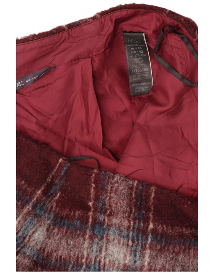 Marks & Spencer Womens Mini Skirt UK 14 Large W34  Burgundy Check Polyester
