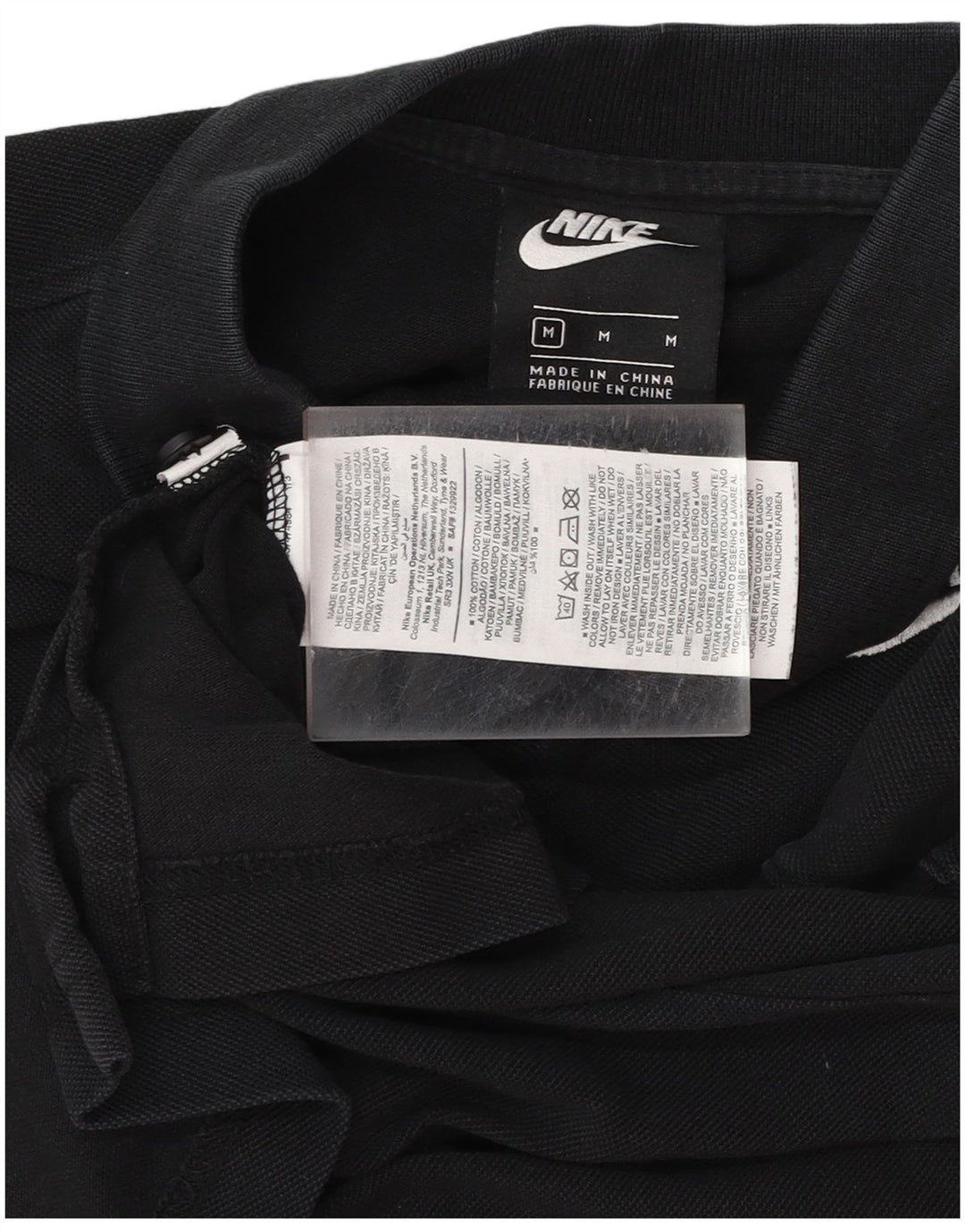 NIKE Mens Polo Shirt Medium Black Cotton