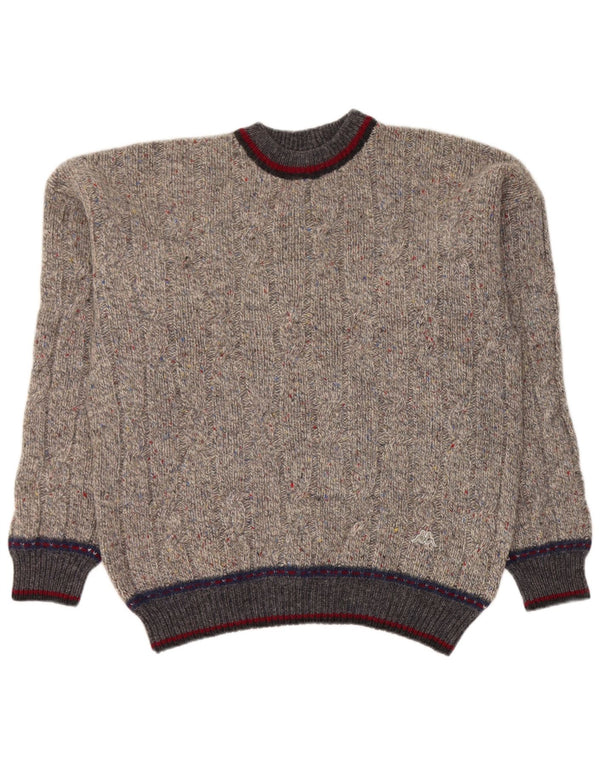 Kappa Mens Crew Neck Jumper Sweater XL Grey Flecked Virgin Wool