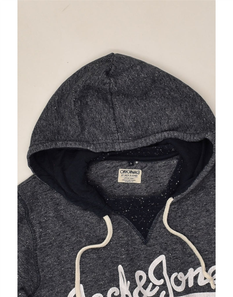 JACK & JONES Mens Graphic Hoodie Jumper Large Navy Blue Flecked | Vintage Jack & Jones | Thrift | Second-Hand Jack & Jones | Used Clothing | Messina Hembry 