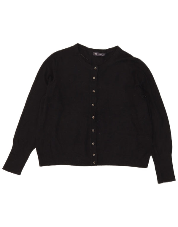 Marks & Spencer Womens Crop Cardigan Sweater UK 18 XL Black Viscose