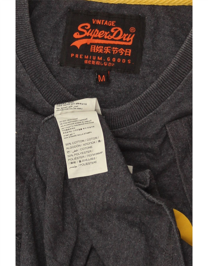 SUPERDRY Mens Graphic T-Shirt Top Medium Grey Cotton