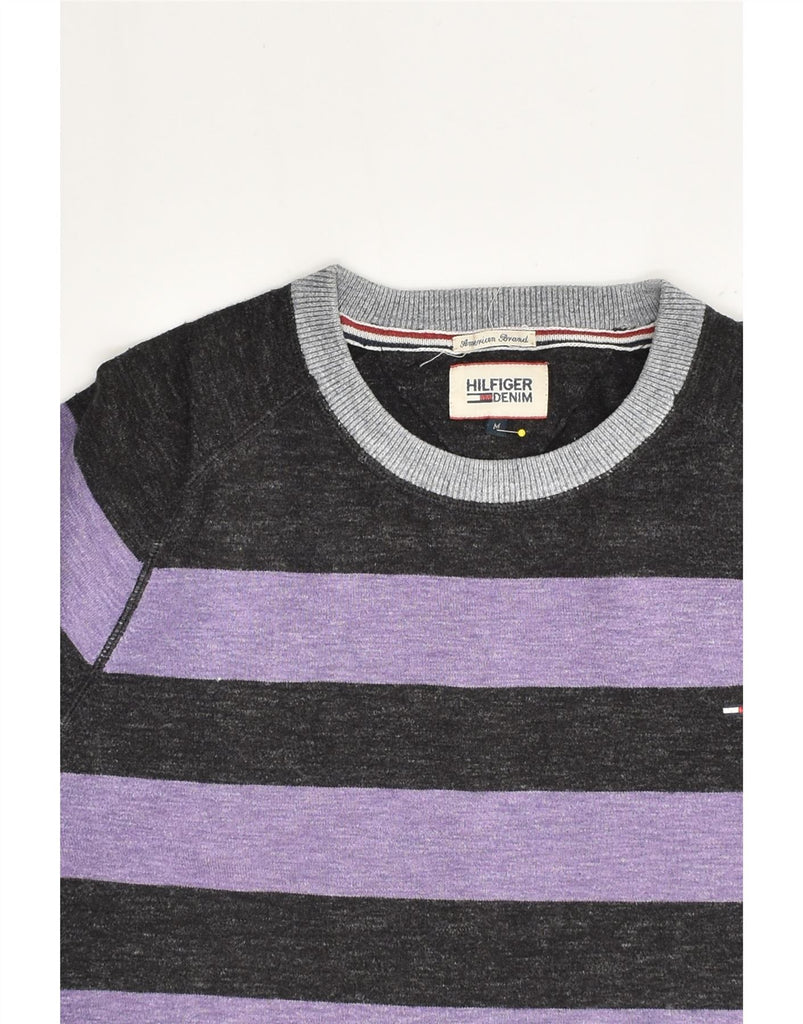 TOMMY HILFIGER Womens Sweatshirt Jumper UK 12 Medium Purple Striped | Vintage Tommy Hilfiger | Thrift | Second-Hand Tommy Hilfiger | Used Clothing | Messina Hembry 