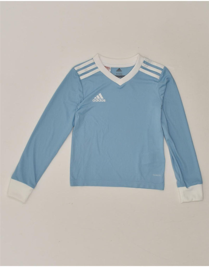 ADIDAS Boys Climalite Top Long Sleeve 7-8 Years XS Blue Polyester | Vintage Adidas | Thrift | Second-Hand Adidas | Used Clothing | Messina Hembry 