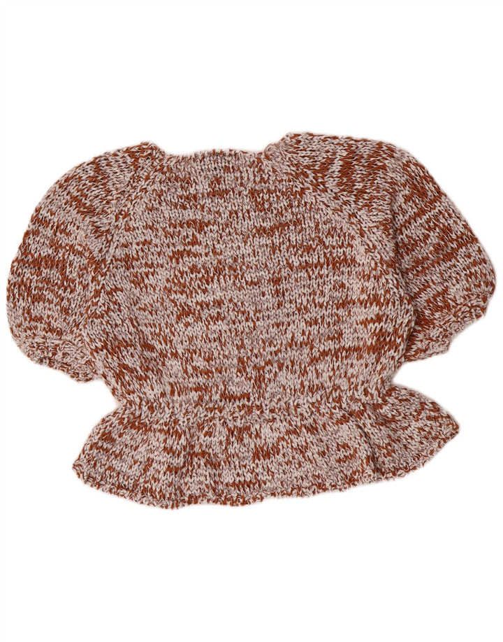 Zara Womens Oversized Crochet Blouse Top UK 10 Small Brown Cotton