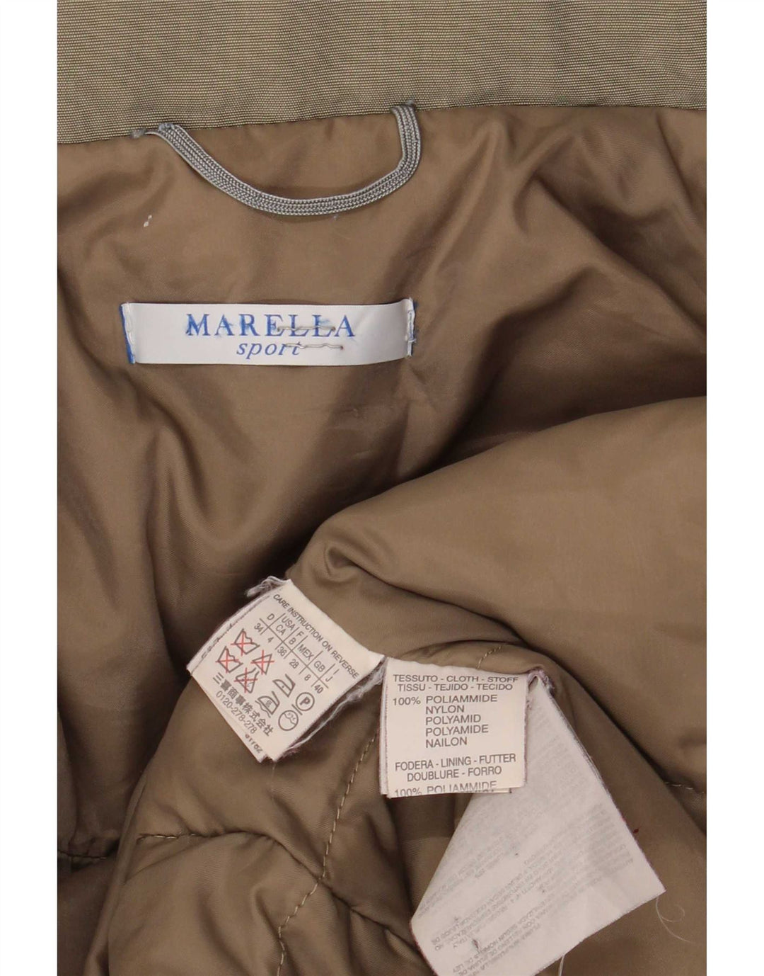 Marella Womens Hooded Oversized Padded Coat UK 8 Small Khaki Polyamide