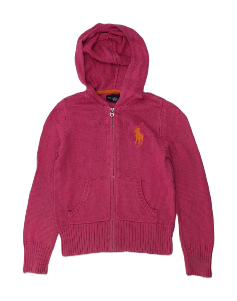 RALPH LAUREN Girls Hooded Cardigan Sweater 8-9 Years Medium Pink Cotton | Vintage Ralph Lauren | Thrift | Second-Hand Ralph Lauren | Used Clothing | Messina Hembry 