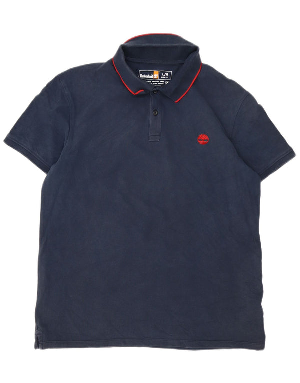Timberland Mens Slim Fit Polo Shirt Large Navy Blue Cotton