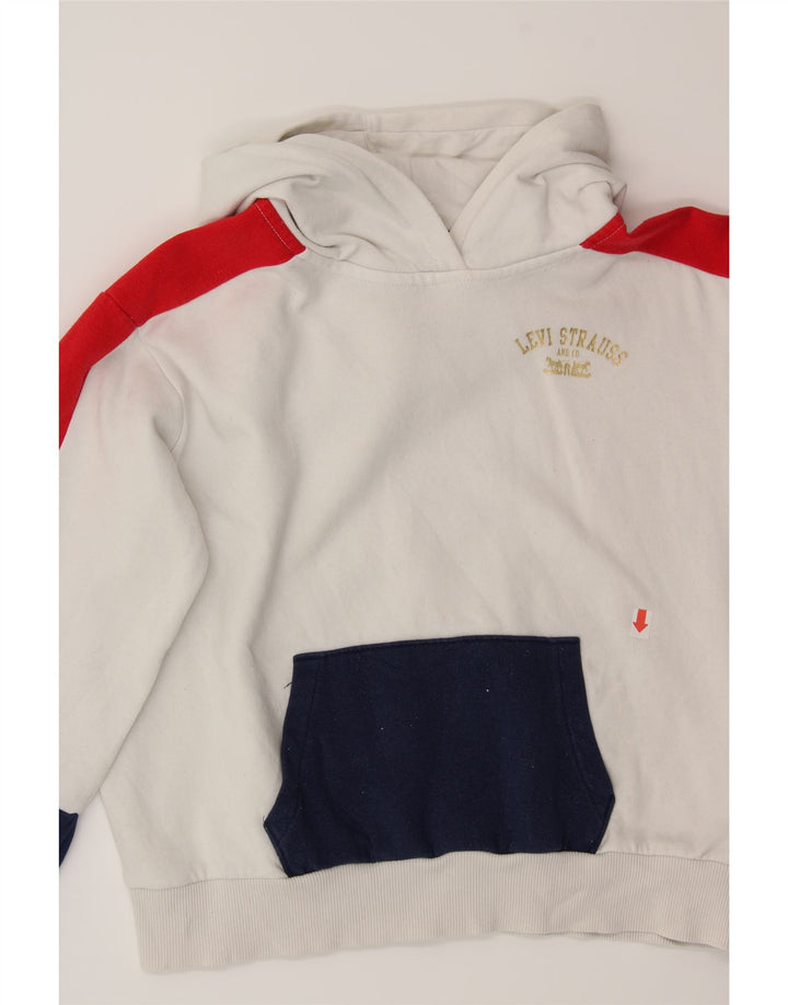 LEVI'S Boys Hoodie Jumper 11-12 Years White Colourblock Cotton Vintage Levi's and Second-Hand Levi's from Messina Hembry 
