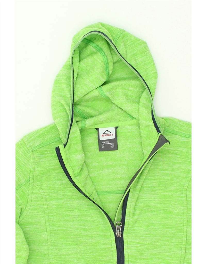 MCKINLEY Boys Hooded Fleece Jacket 7-8 Years Green Pinstripe Polyester | Vintage McKinley | Thrift | Second-Hand McKinley | Used Clothing | Messina Hembry 