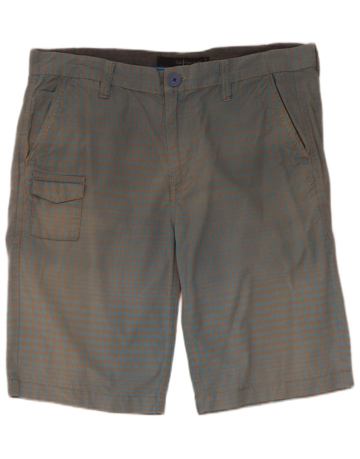 Calvin Klein Mens Cargo Shorts W33 Large Blue Gingham