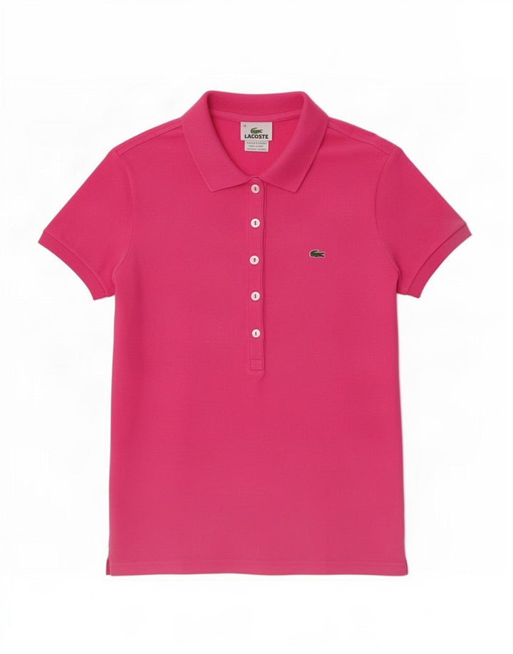 Lacoste Womens Polo Shirt EU 38 Medium Pink Cotton