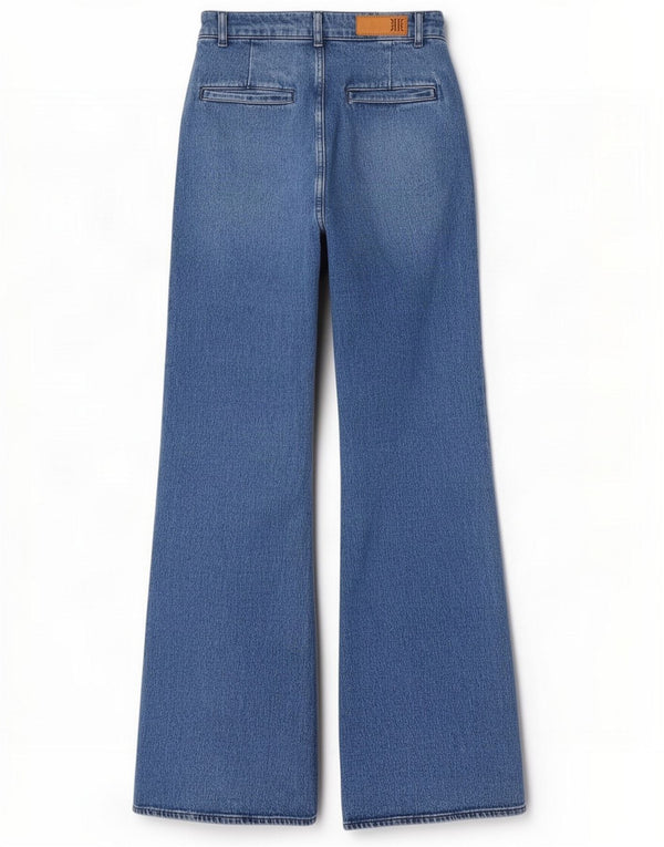 Reiss Womens Flare Wide Leg Jeans UK 12 Medium W29 L33 Blue Cotton