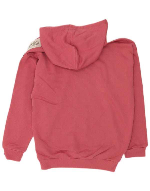 Adidas Womens Graphic Oversized Hoodie Jumper UK 8 XS Pink Cotton