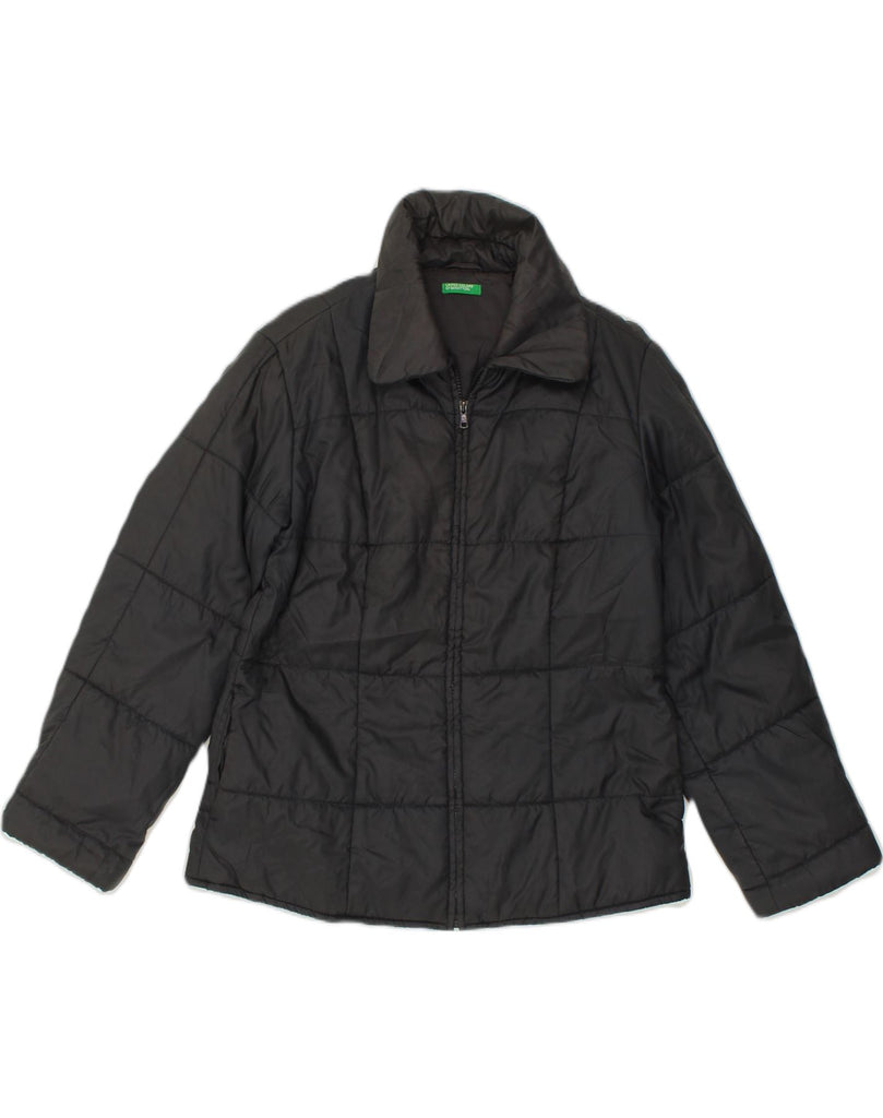 BENETTON Womens Padded Jacket UK 14 Medium Black Polyester | Vintage Benetton | Thrift | Second-Hand Benetton | Used Clothing | Messina Hembry 