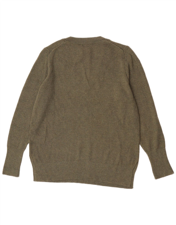 Gap Womens V-Neck Jumper Sweater UK 16 Large Khaki Nylon