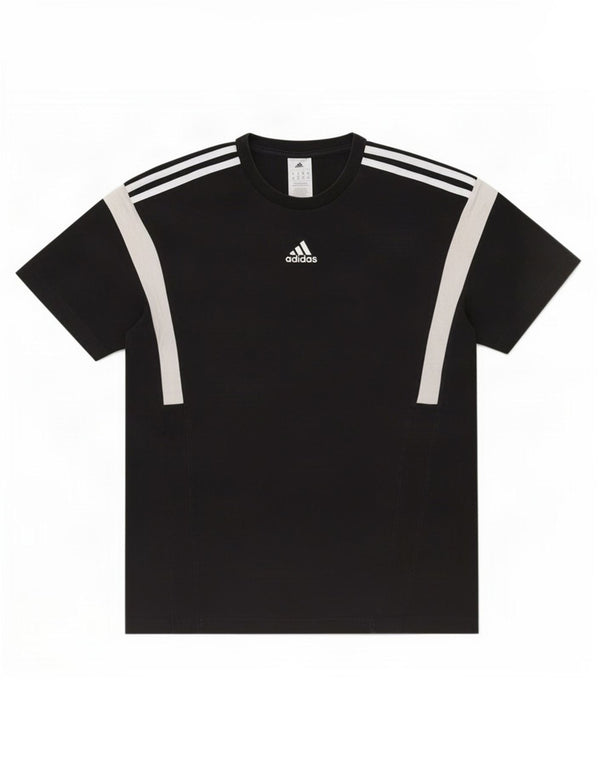 Adidas Mens T-Shirt Top Medium Black Colourblock Cotton