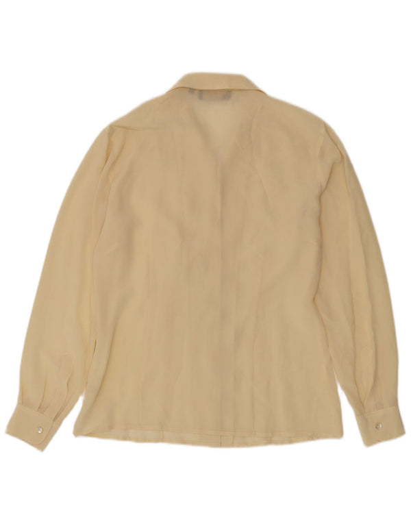 Vintage Womens Loose Fit Shirt Blouse UK 10 Small Yellow Silk