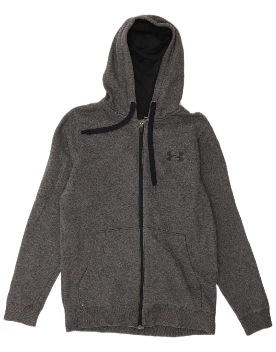 UNDER ARMOUR Mens Cold Gear Zip Hoodie Sweater Small Grey Cotton