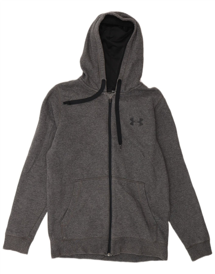 UNDER ARMOUR Mens Cold Gear Zip Hoodie Sweater Small Grey Cotton