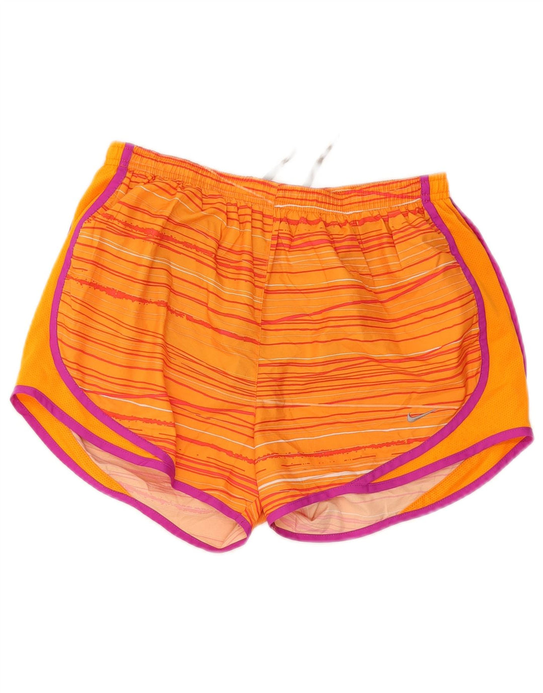 Nike Womens Dri Fit Sport Shorts UK 12 Medium Orange Striped
