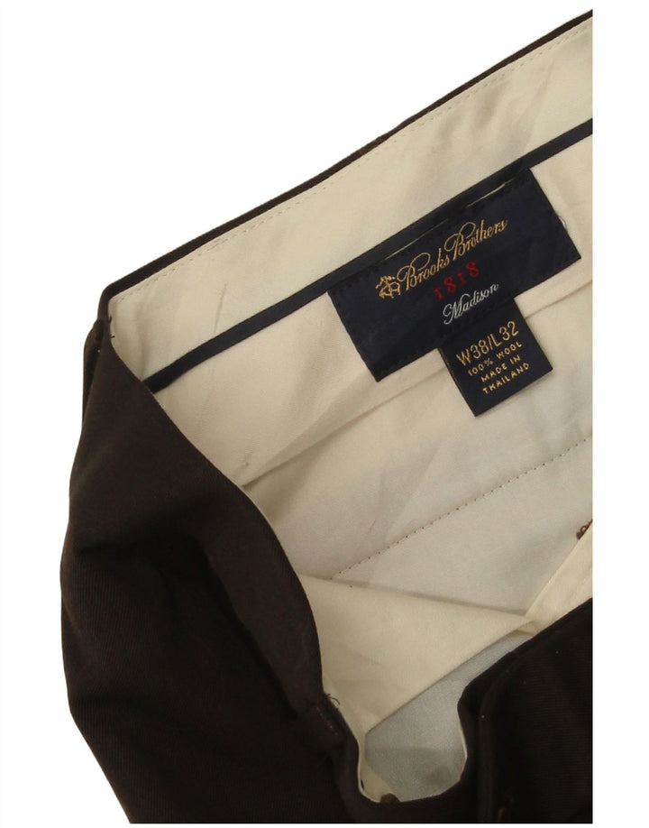 BROOKS BROTHERS Mens Madison Straight Suit Trousers W38 L32  Brown Wool