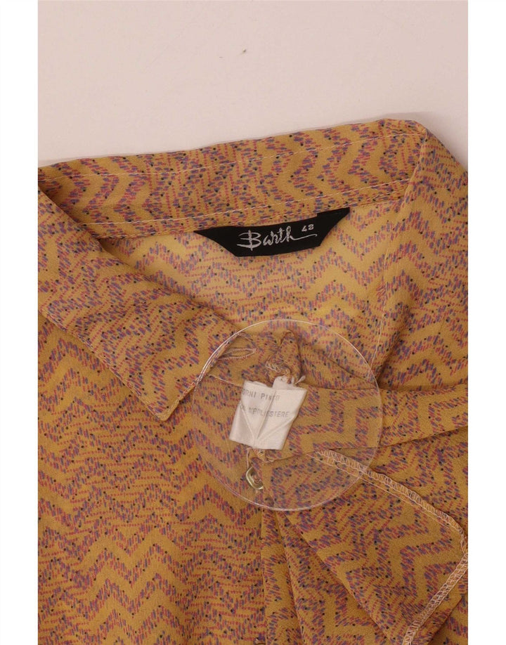 Barth Womens See Through Shirt Blouse IT 48 XL Yellow Geometric Polyester