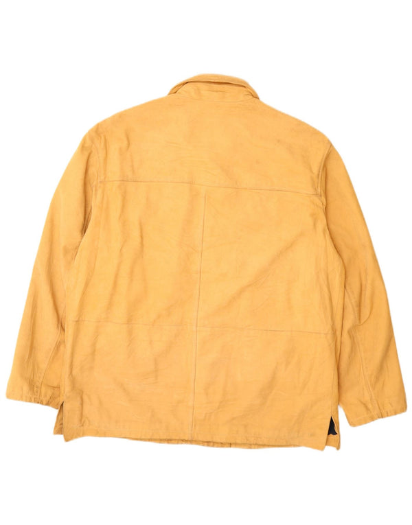 Scout Mens Leather Jacket UK 42 XL Yellow