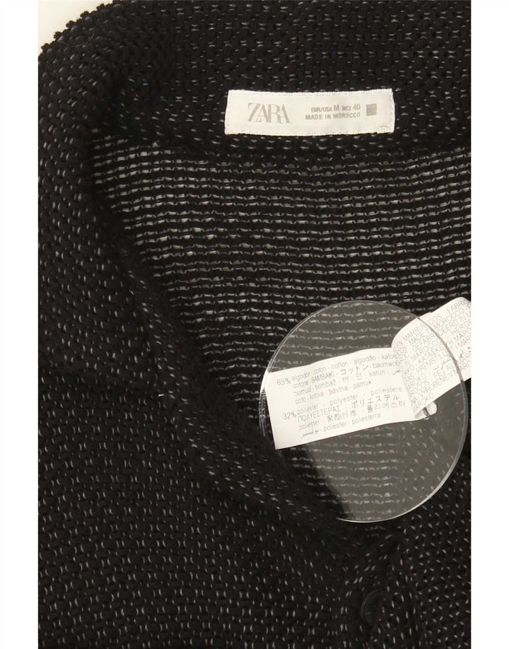 Zara Mens Short Sleeve Shirt Medium Black Flecked Cotton