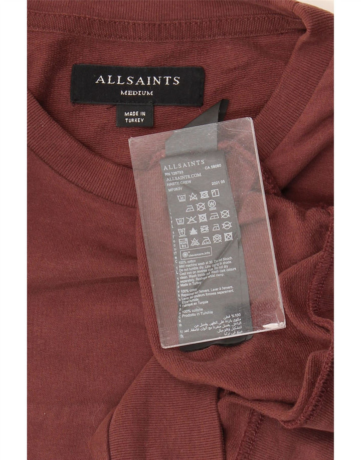 All Saints Mens Sweatshirt Jumper Medium Maroon Cotton