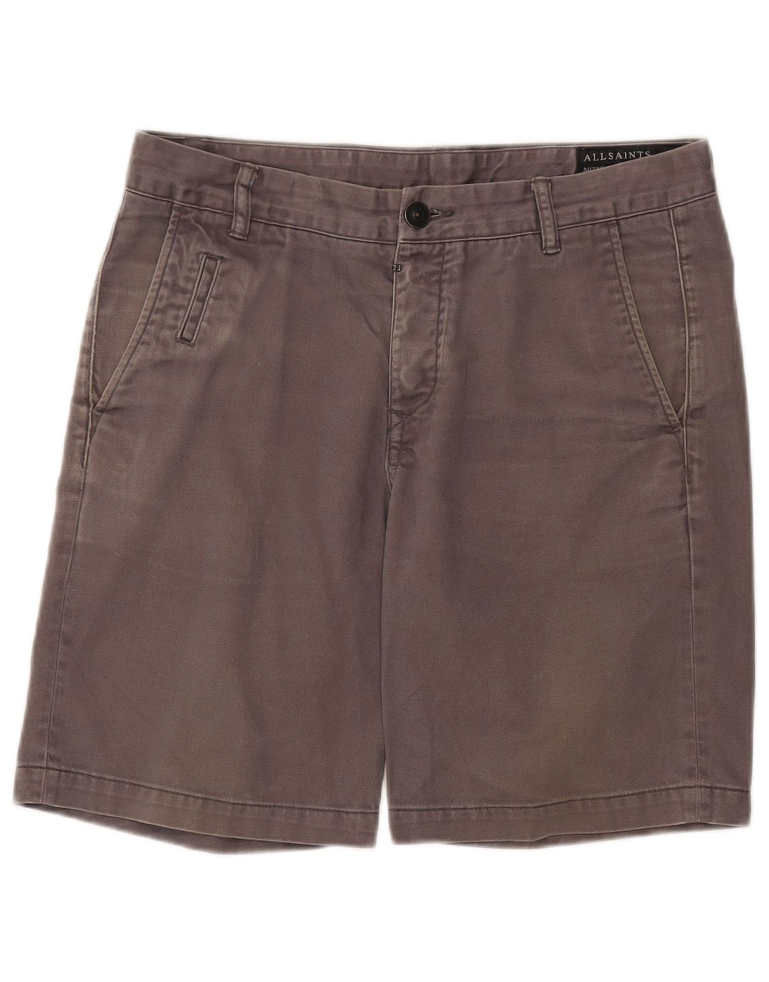 All Saints Mens Chino Shorts W31 Medium Grey Cotton