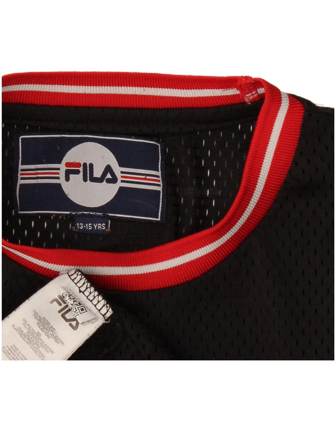FILA Boys Graphic T-Shirt Top 13-14 Years Black Polyester