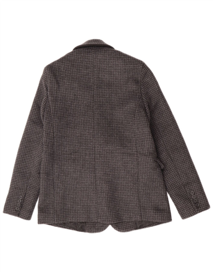 Abercrombie & Fitch Womens 1 Button Blazer Jacket UK 6 XS Grey Houndstooth