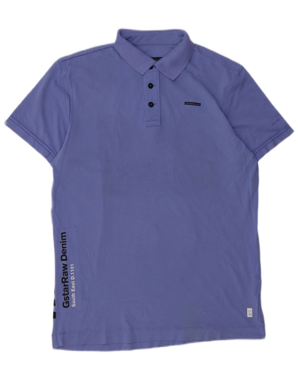 G-STAR Mens Graphic Polo Shirt Large Purple Cotton